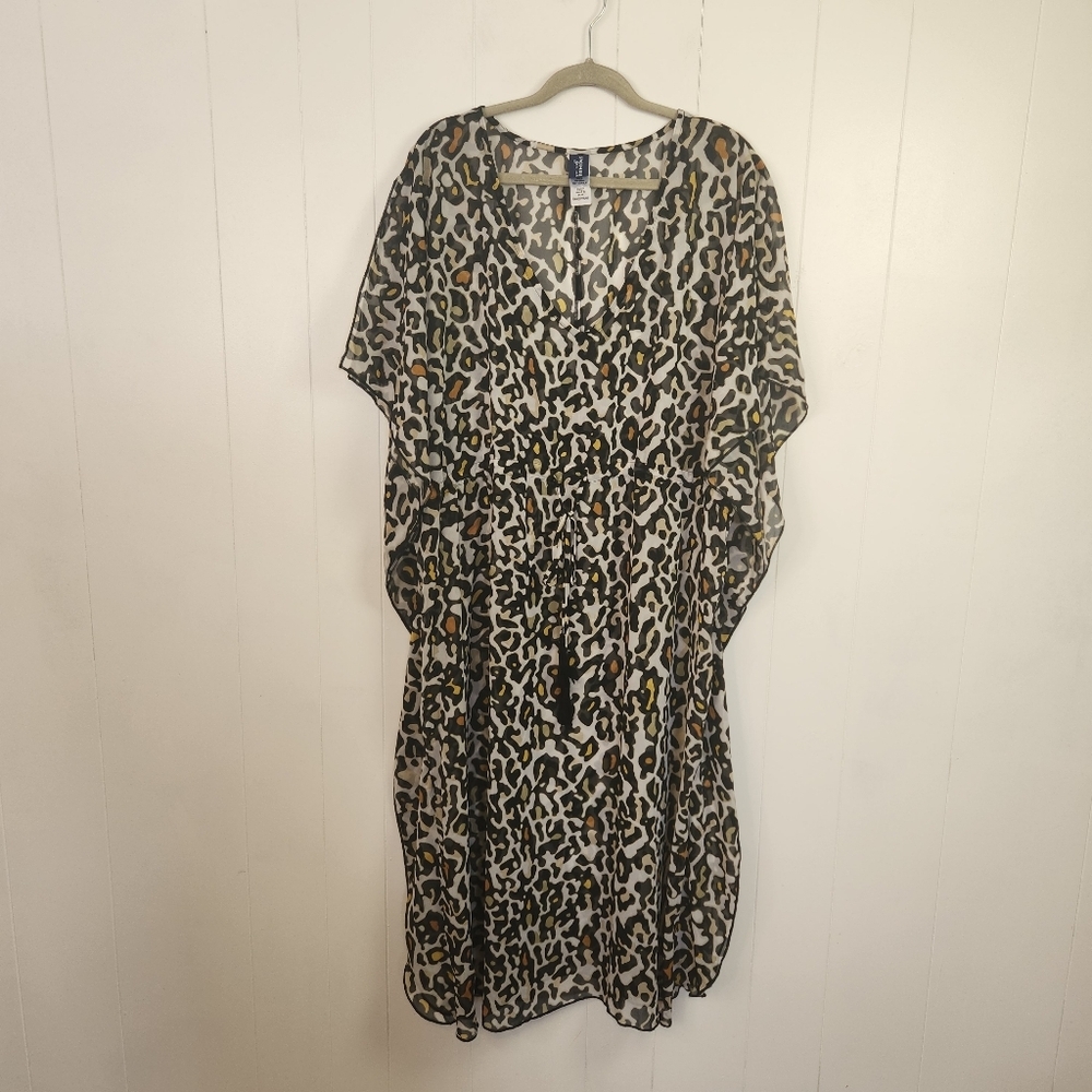 Swimsuits For All ARIANA COVER UP CAFTAN Animal Print Dress Swim Size 18 20 - Picture 4 of 10